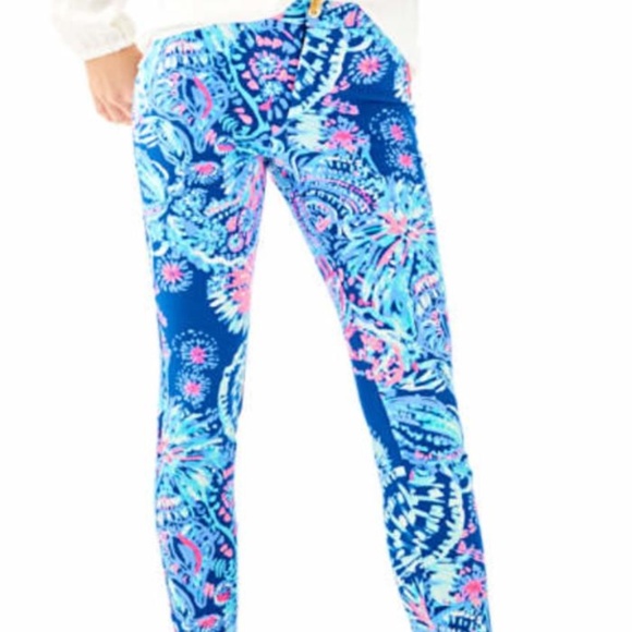 NWT 148.00 LILLY PULITZER KELIANI PANTS GYPSEA GIRL DEEP INDIGO. - Picture 2 of 7